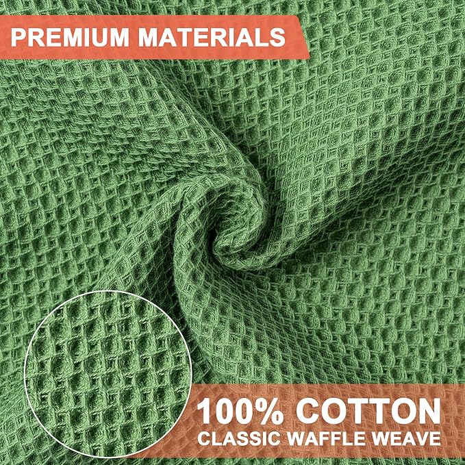 BOOMIBOO 6-Pack Kitchen Dish Cloths, 100% Cotton Waffle Weave, Ultra Soft