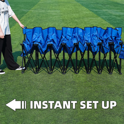 G GOOD GAIN Portable Soccer Bench - Team Bench Soccer 8 Seats with Bag, Sideline Folding Bench, Folded Chair Seating 8 for Football Camp Outdoor Sport Events, Team Chairs for Adults, Blue