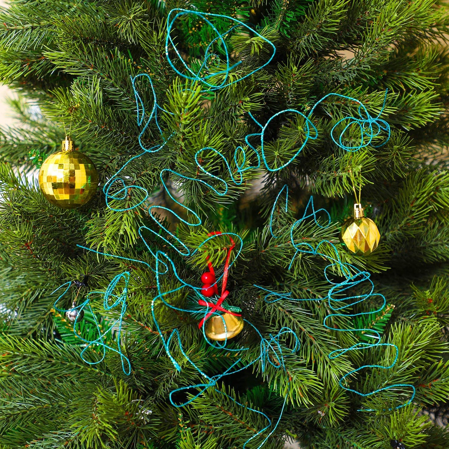 Glitter Curly Ting Ting Branches Christmas Branches Vase Filler Artificial Curly Twigs for Christmas Tree Garland Wreath Decoration, Craft Vases Home Garden Decoration (Blue, 36 Pieces)