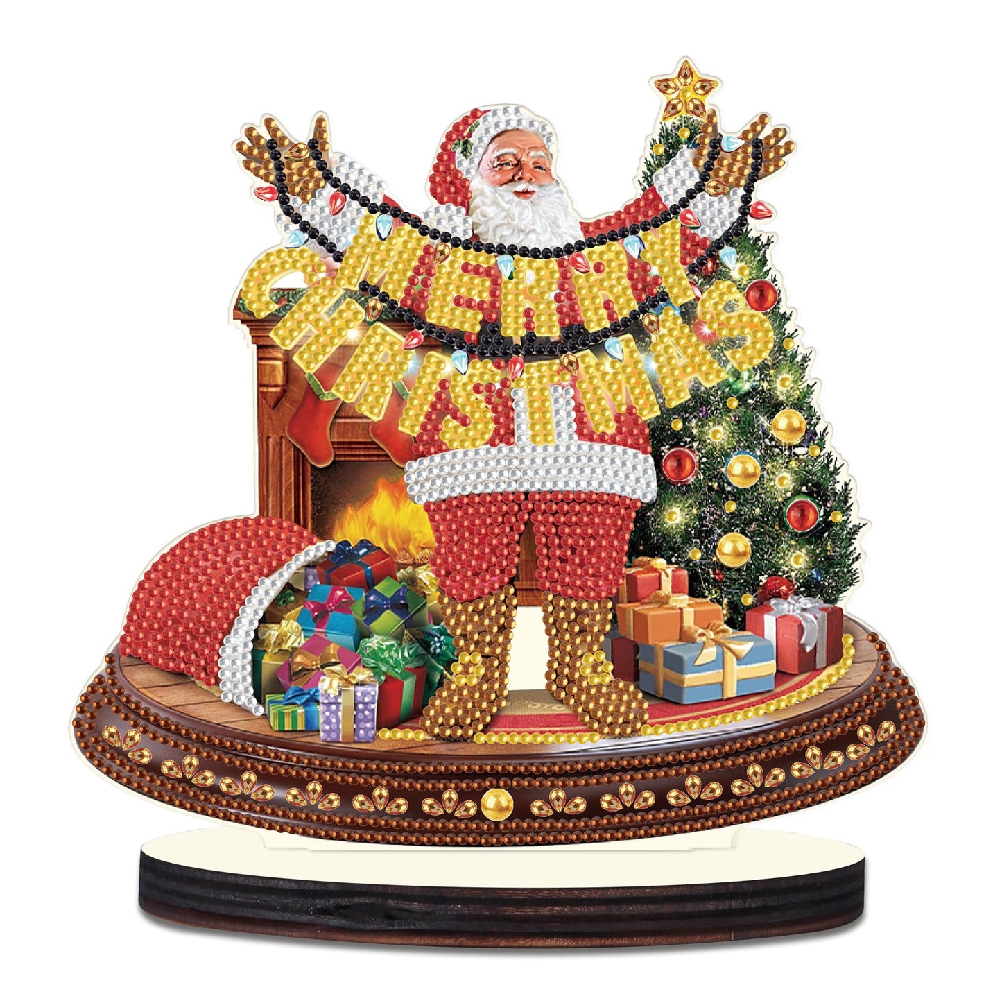 MVVMTOP Christmas Diamond Art Tabletop Decoration, DIY Merry Christmas, Diamond Art 5D Special Shape Crystal Diamond Partial Diamond Painting Mosaic Handicraft, Home Office Tabletop Decor Gift
