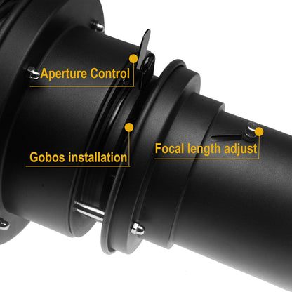 Wellmaking Bowens Mount Optical Snoot Conical, Flash Projector Attachment, Spotlight Snoot Photography Video Artist Modelling Shape Light Studio with Optical Lens Various Gobos Photography Accessories