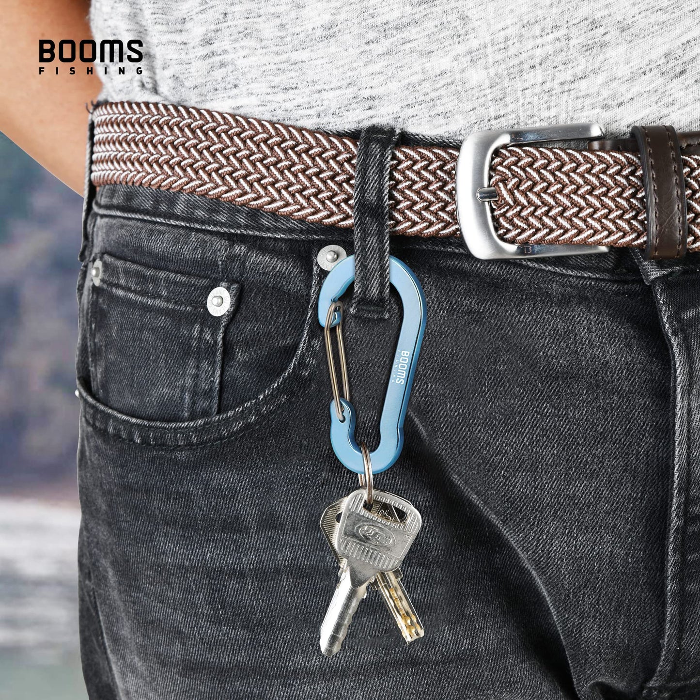 Booms Fishing CC5 Multi-Use Carabiner Clips, 10 Pack 2.7" Small Caribeener Clips, Mini Keychain Caribeaner Clip, Aluminum D Ring Carabiners, Blue