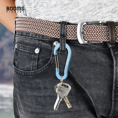 Booms Fishing CC5 Multi-Use Carabiner Clips, 10 Pack 2.7" Small Caribeener Clips, Mini Keychain Caribeaner Clip, Aluminum D Ring Carabiners, Blue