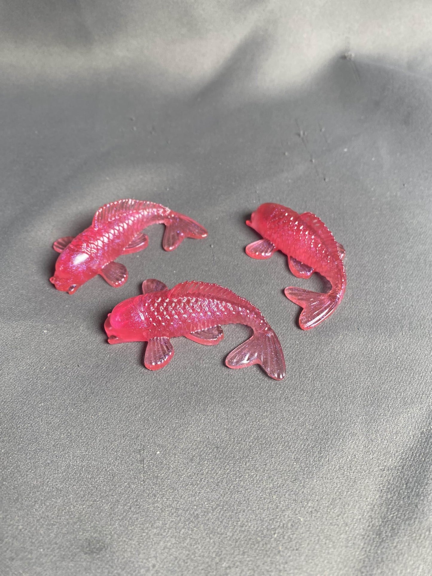 Universal Eminence Oceanic Elegance: Handcrafted Resin Koi Fish Sculptures - 3 Pack (Ruby Red)