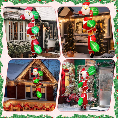 OurWarm 8FT Christmas Inflatables Outdoor Decorations, Climbing Santa Inflatable with Suction Cups, Christmas Blow Up Yard Decor with Built-in LEDs Funny Christmas Inflatable for Outside Window Roof