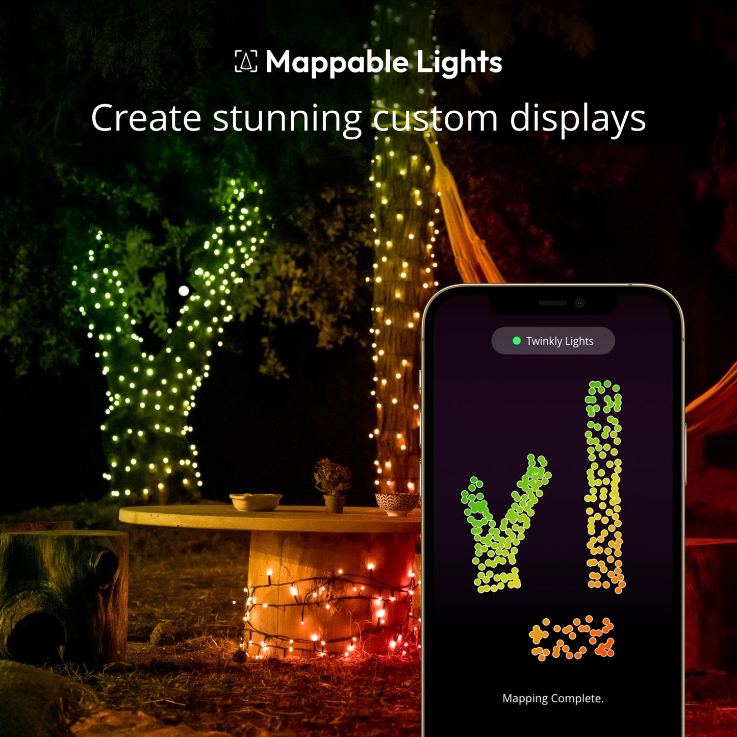 Twinkly Strings 400 LED RGB+White, LED Light String, in- and Outdoor Smart Multicolor LED Lights, Mappable LEDs, Compatible with Alexa, and Google Home, IP44, Green Wire, 105ft