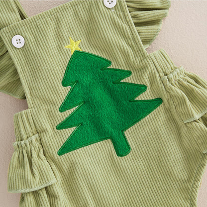 YINGISFITM My First Christmas Baby Girl Outfit Newborn Xmas Bubble Romper Infant Jumpsuit Cute Baby Girl Clothes (Green, 0-3 Months)