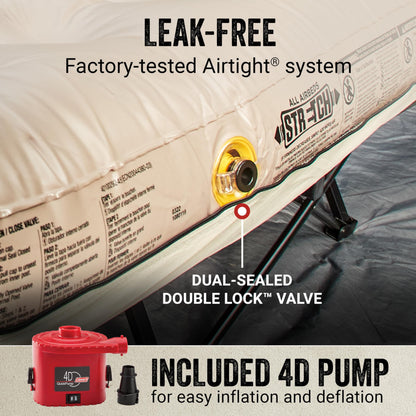 Coleman Queen-Size Airbed Cot Combination, Folding Air Mattress with Steel Frame & Side Table, Battery Pump Included, Great for Camping, Lounging, Elevated Sleeping, Guests, & More