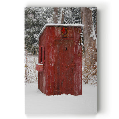 Renditions Gallery Xmas Canvas Prints for Home Decor Red Snowy Outhouse Christmas on the Farm Wall Hanging Picture & Prints for Bedroom Dining Living Room Office Home Kitchen Decor - 32"X48" LT18