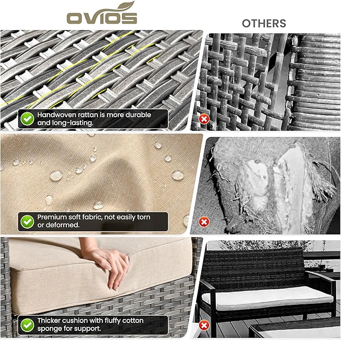 ovios 8-Piece Patio Furniture Set, Outdoor Wicker Sofa