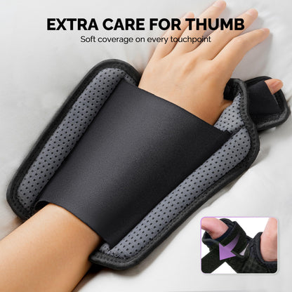 FEATOL Thumb Brace Left Hand - Ergonomic Support for Trigger Thumb, De Quervain's Tenosynovitis, Lightweight Wrist Brace for Carpal Tunnel, Size S/M, 5"-6.5", Black Purple