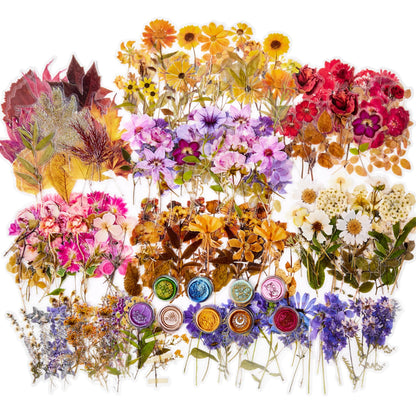 emmoolife Pressed Flower Stickers Set (380 PCS) Dried Flowers Themed Resin Sticker Decals Floral Botanical Journaling Stickers for Scrapbook Supplies Bullet Junk Journal Bottles Planner Laptops