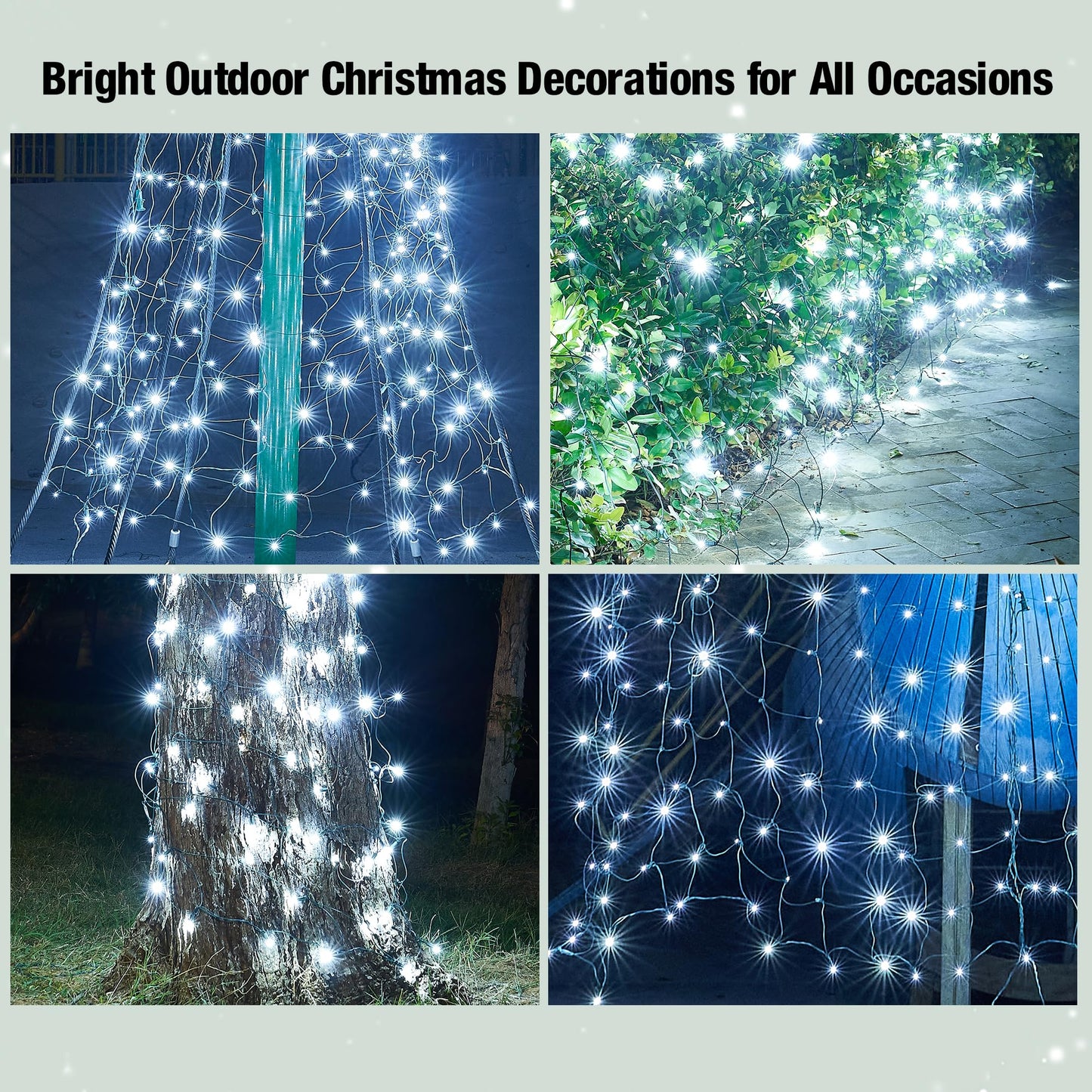 Sylampow Led White Christmas Net Lights Outdoor Christmas Bushes Lights 120Led 6ftx5ft, Connectable Outdoor Indoor Mesh Net Lighting for Xmas Holiday, Garden, Lawn, Shrubs, Trees, Bushes Decorations