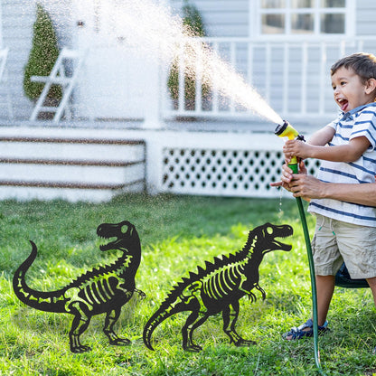 LIRAVENO Dinosaur Decor Garden Stakes - 2 Pcs Metal Dinosaurs Statues Waterproof Yard Art Silhouette Decoration for Outside Patio Lawn Pathway Christmas New Year Ornaments Birthday Gifts for Adults