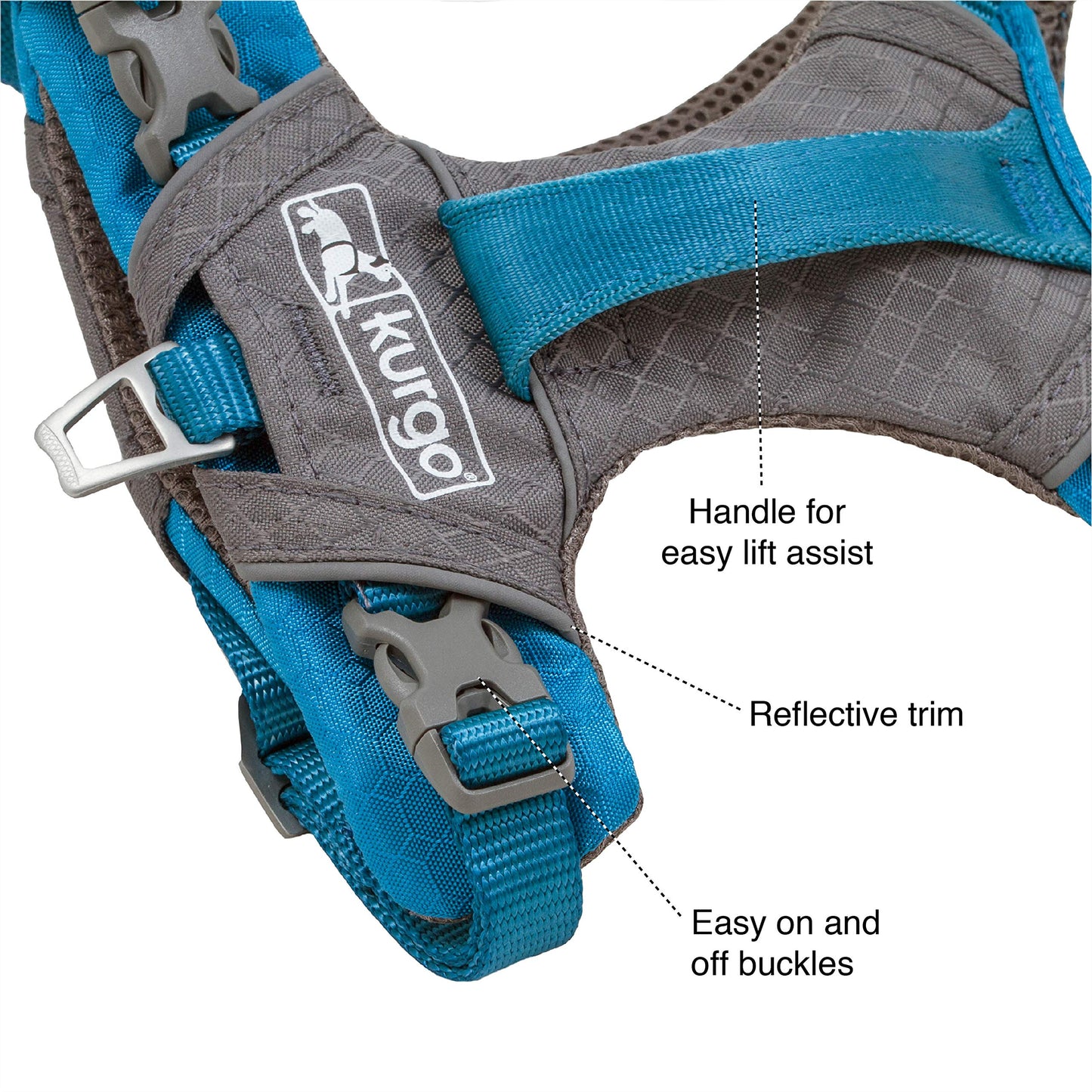 Kurgo Journey Air Dog Harness, Vest Harnesses for Dogs, Pet Hiking Harness for Running & Walking, Reflective, Padded, Includes Control Handle, No Pull Front Clip (Coral, Medium)