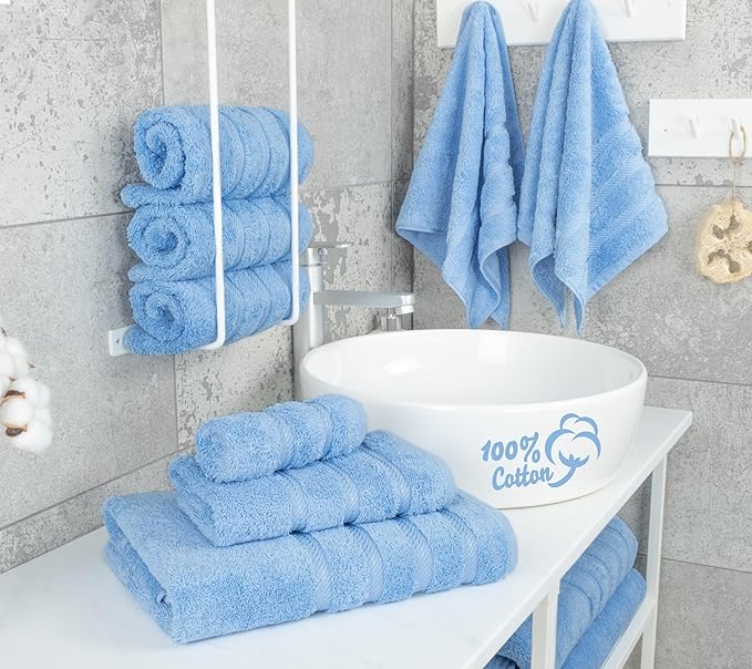 American Soft Linen Luxury 6 Piece Towel Set, 2 Bath Towels 2 Hand Towel 2