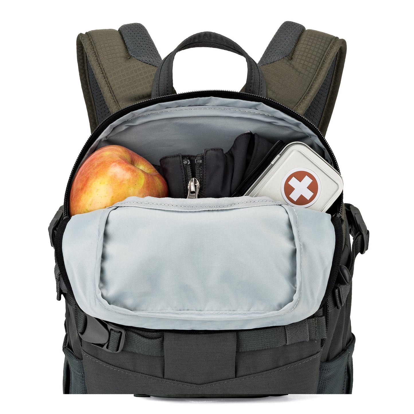 Lowepro LP37014-PWW, Flipside Trek BP 250 AW Backpack for Camera with ActiveZone Suspension System, Tablet Compartment, Grey/Dark Green