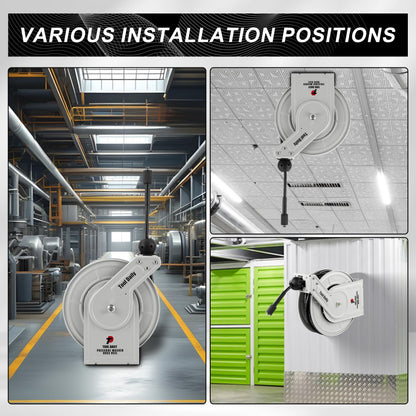 Tool Daily Retractable Pressure Washer Hose Reel 60 FT x 1/4”, Heavy Duty Power Washer Hose Reel 3600 PSI, Auto-Rewinding, Wall/Floor Mounted