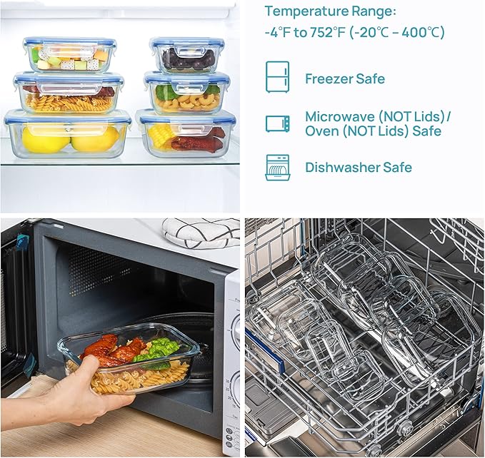 Vtopmart 8 Pack Glass Food Storage Containers
