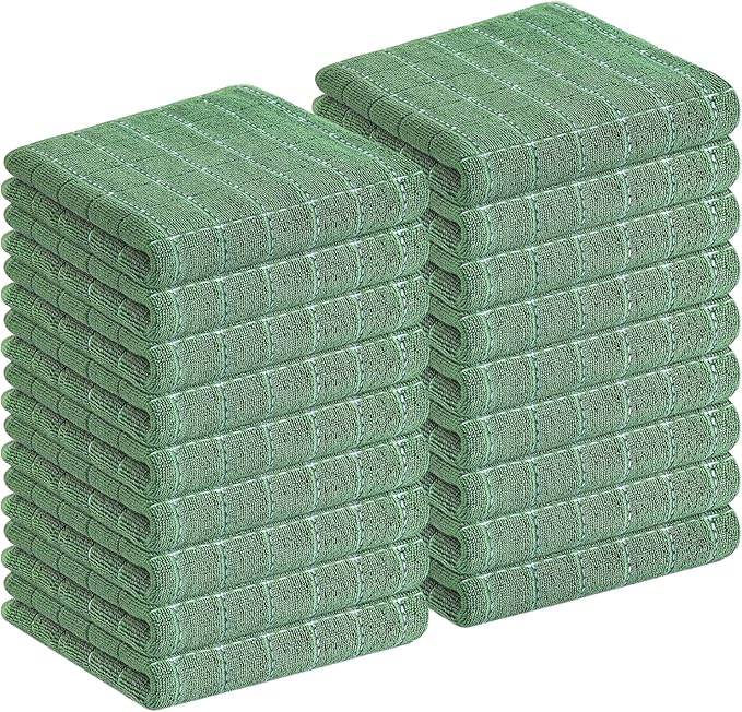Homaxy 100% Cotton Terry Kitchen Towels, Checkered Designed, Soft and Super