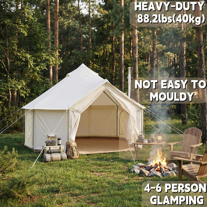 DANCHEL OUTDOOR B6 4 Season High Wall Yurt with Stove Jack, No Center Pole, Flame Retardant 900D Oxford Large Bell Tent Cabin House 4-5 Person Family Glamping, 13ft/4m