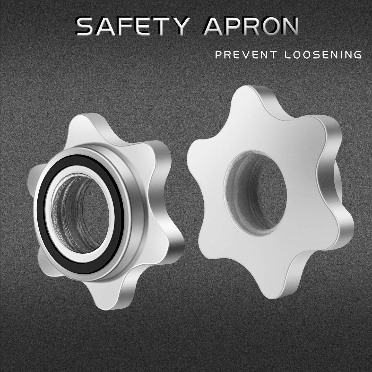 Lamoutor 2Pcs Anti-Slip Hex Nut 25mm Collar Screw for Barbell Dumbbell Weight Lifting (Silver 2pcs)