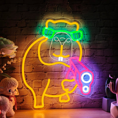 Capybara Neon Signs for Wall Decor, Dimmable Capybara Night Light for Boys Girls Bedroom Birthday Party Decor Gifts, LED Neon Light Sign for Man Cave Game Room