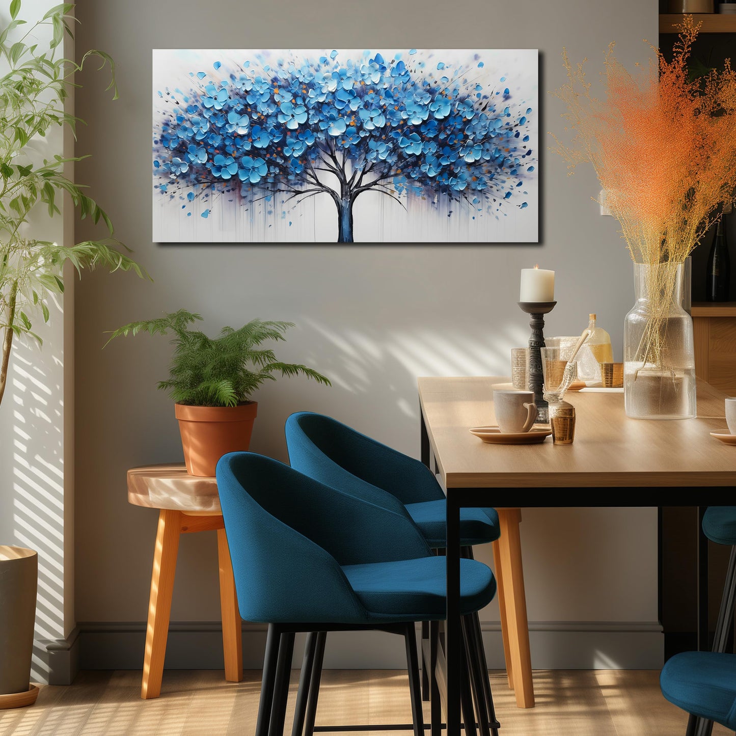 MDHKVPM Tree of Life Wall Art for Bedroom Blue Wall Decor for Living Room Tree Prints Picture Decor 20 x 40 Inch