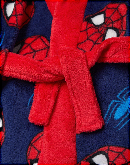 Marvel Spider-Man Dressing Gown For Boys | Kids Superhero Blue Red Pyjamas Bathrobe | Comics Robe Clothing Gift