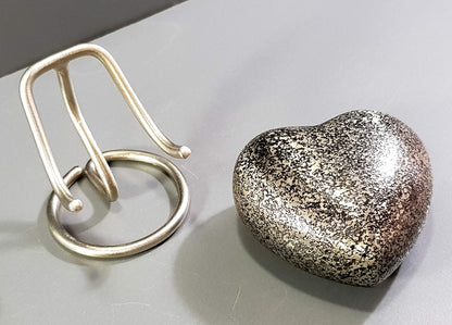 eSplanade Brass Mini Cremation Urn Heart-Shaped Keepsake Memorial Jar Pot Container | Small Urn for Funeral Ashes Burial | Textured Metal Keepsake with Stand | Silver - 2.75" Inches