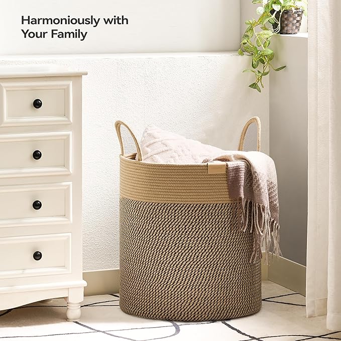 80L Laundry Hamper Basket, Baby Nursery Woven Storage Basket