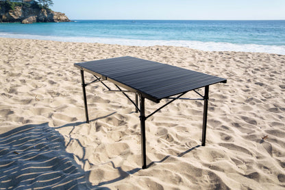 MOUNTAIN SUMMIT GEAR Heavy-Duty Roll-Top Table for Camping - Portable Aluminum-Top Folding Table with Steel Frame by Caddis Sports, Inc. (Extra Large)