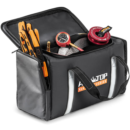 ALL-TOP Recovery Pack Bag, Water-Resist Tool Organizer for Offroad Gear & Overland Equipment, Standing Zippered Waterproof Storage Tote, Black Empty