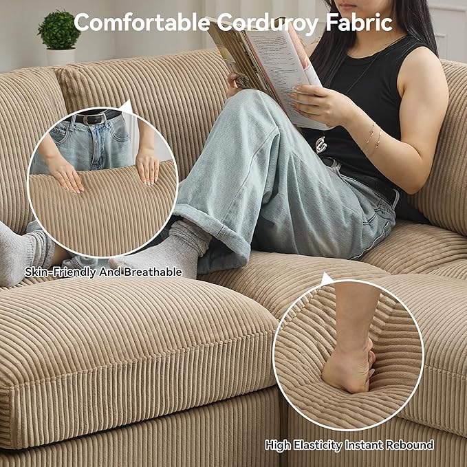 114'' Sectional 4 Seater Couch, Oversized Modular Couches