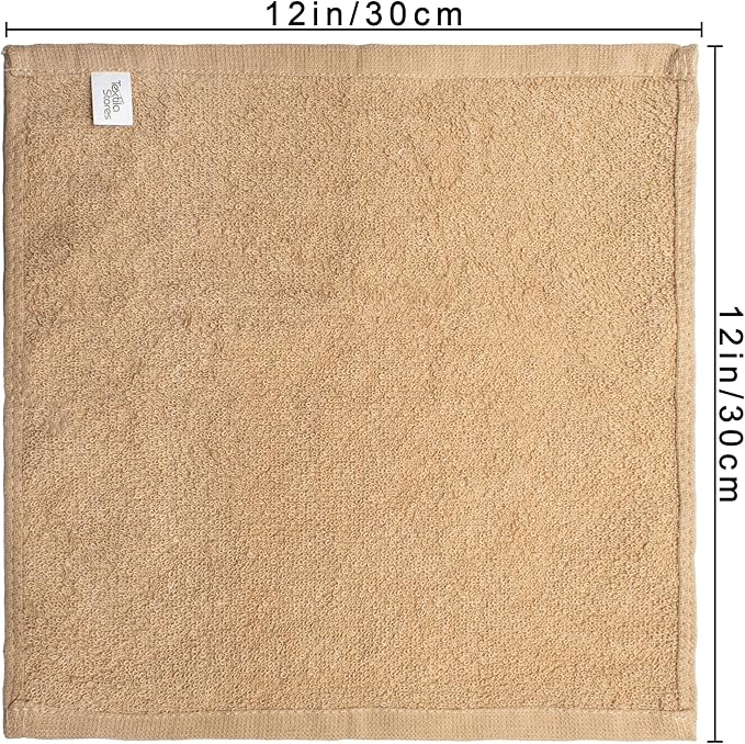 Basic Wash Cloths 12x12 Inches – Pack of 12 – Beige Color – Soft and Absorbent