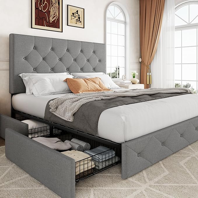 Allewie Upholstered Full Size Platform Bed Frame