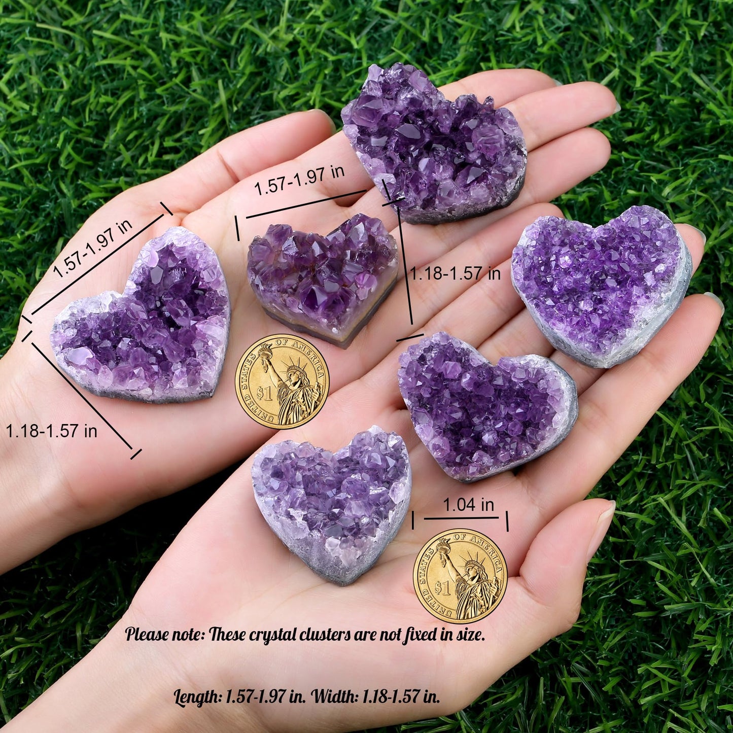 ZHIYUXI Amethyst Crystals and Healing Stones Heart Shaped Rocks Meaningful Birthday Gifts Geode Gemstones Good Luck Gifts Purple Gifts for Women Purple Room Decor Raw Crystals Cluster Reiki 1.2-1.6"