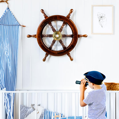 Nagina International Premium Nautical Handcrafted Wooden Ship Wheel | Pirate's Wall Home Decor & Gifts (16 Inches, Dark Rosewood)