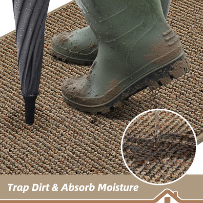 BEQHAUSE Dirt Trapper Door Mat 24" x 36", Non-Slip Washable Doormats Entrance Mat, Dirt Resistant and Absorbent Welcome Mat, Low Profile Floor Mats for Front Back Door and Entryway, Beige