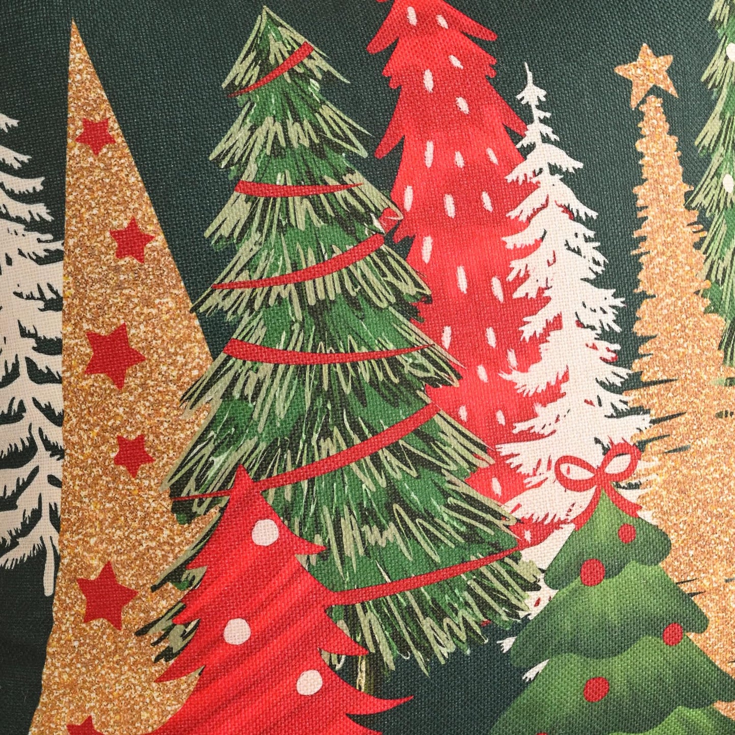 FUTEI Decorative Christmas Tree Pillow Covers 18x18 Inch Set of 2,Christmas Green Linen Cushion Cases, Winter Christmas Throw Pillows for Sofa Couch Bed Living Room