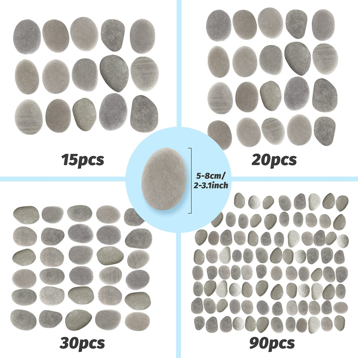 DALTACK 30 Pcs Large Rocks for Painting, Natural Flat River Rocks, 2-3 Inch Smooth Stones for DIY Crafts, Kindness Rocks, Home Decor and Handmade Gifts
