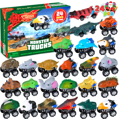 JOYIN 2025 Christmas Advent Calendar, 24 Days Countdown Calendar Toys with Monster Truck Toys, Christmas Party Favor Gifts, Xmas Countdown, Xmas Gift Classroom Prizes
