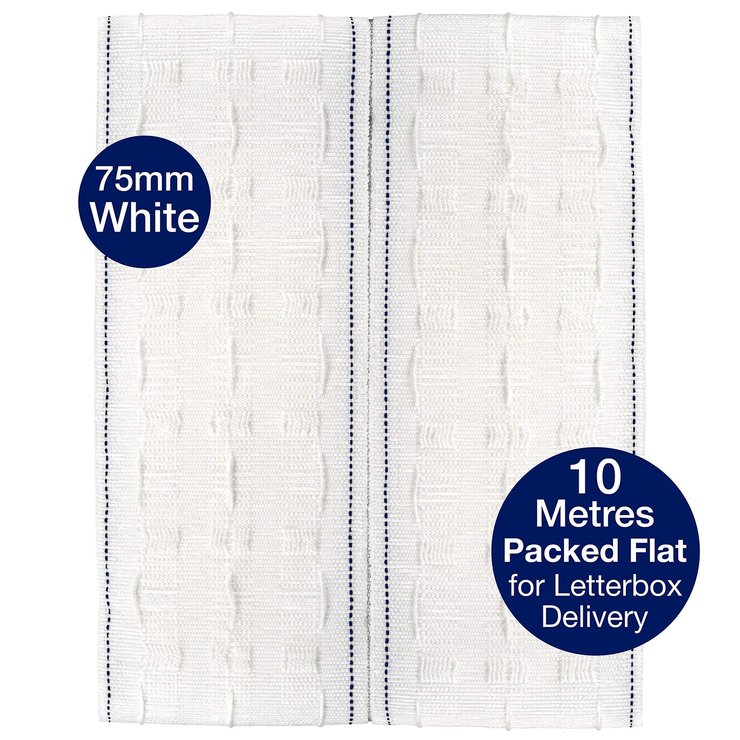 The Bead Shop Curtain Tape | White 75mm 3 Inch Header Tape 10 metres | Heading Tape for Pencil Pleat Curtains, Wave Curtains | Supplied A UK Brand