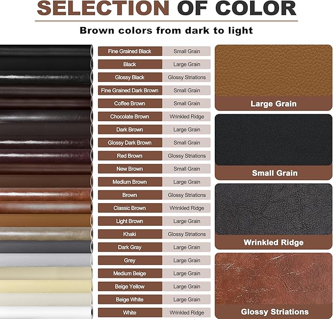 KING MOUNTAIN Leather Repair Patch, 16 x 60 Inches self Adhesive Leather Repair