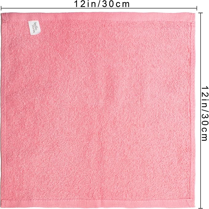 Basic Wash Cloths 12x12 Inches – Pack of 12 – Rose Pink Color – Soft and