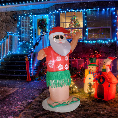 RETRO JUMP 7 Ft Christmas Inflatables Hawaiian Animated Hula Santa Inflatable Shaking Dance Santa Claus Led Lights Christmas Blow up Outdoor Lawn Yard Party Decor