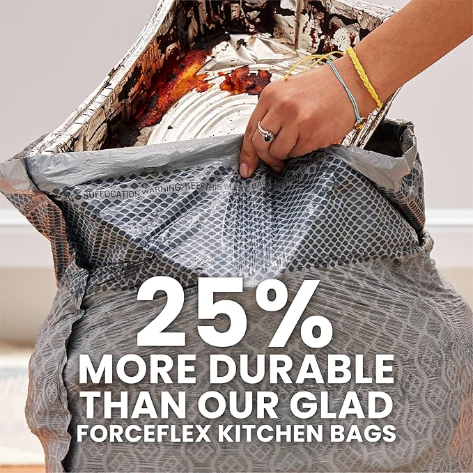 Glad ForceFlex MaxStrength Kitchen Trash Bags, 20 Gal, Fresh Clean Febreze