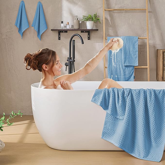 Simple&Opulence 6 Piece Luxury Towel Set, 100% Cotton Bathroom Towels
