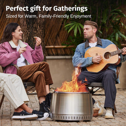 East Oak Fuoco Smokeless Fire Pit 21'' for Patio and Outdoor, Stainless Steel Firepit Wood Burning Fireplace with Carrying Bag, Portable Outdoor Fire Pit with Stand & Removable Ash Pan for Outside