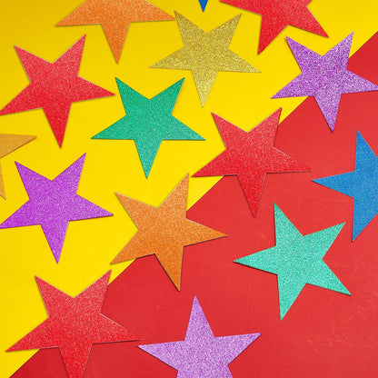 Gejoy 80 Pieces Rainbow Glitter Stars Cutouts Stars Decoration Double Printed Paper Star for Movie Night Bulletin Board Decoration Classroom Wall Party Decor Graduation Party Decorations 6 Inches